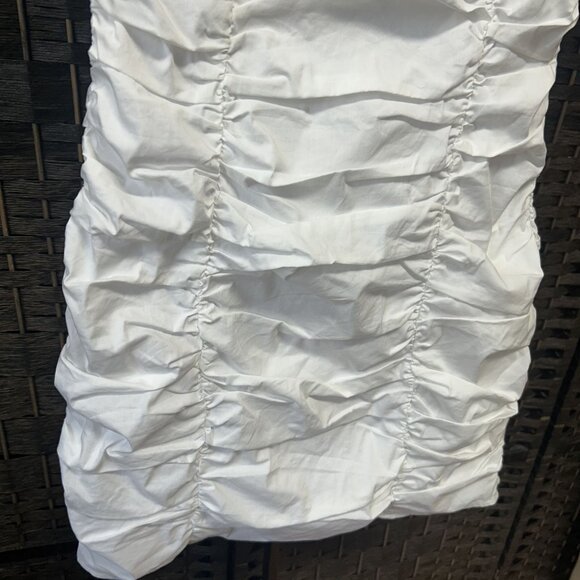 Superdown Revolve White Scratch Ruched Mini Dress Size Small - Picture 5 of 7